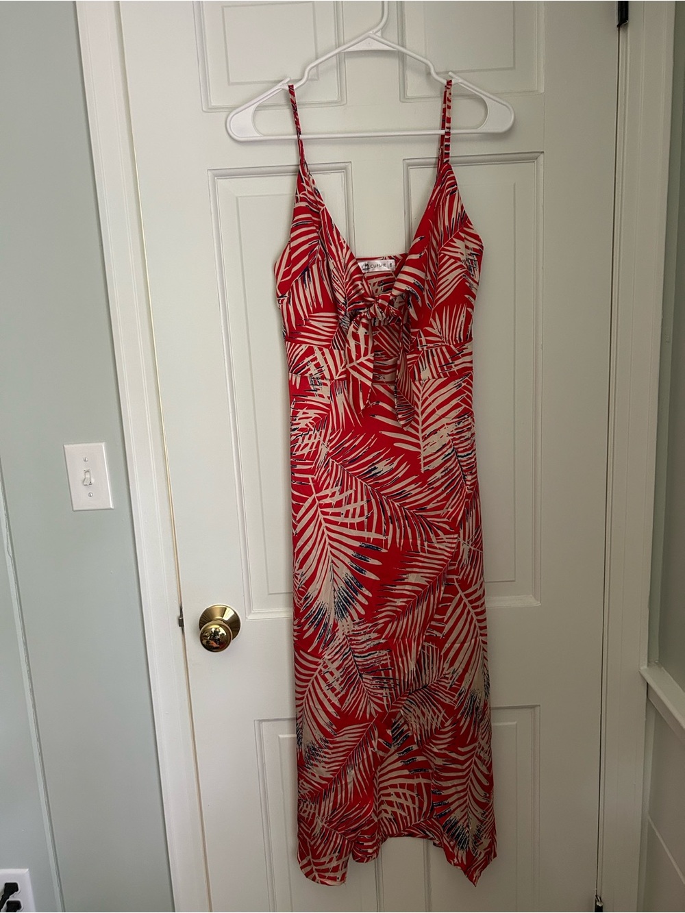 Cupshe Red Navy and Cream Tropical Print Dress